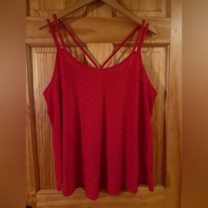 Women’s Spaghetti Strap Eyelet Tank Top XL Red